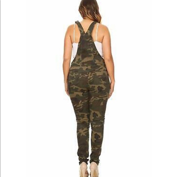 Women's Jumpsuit Distressed Stretch Denim Jeans - Picture 2 of 8